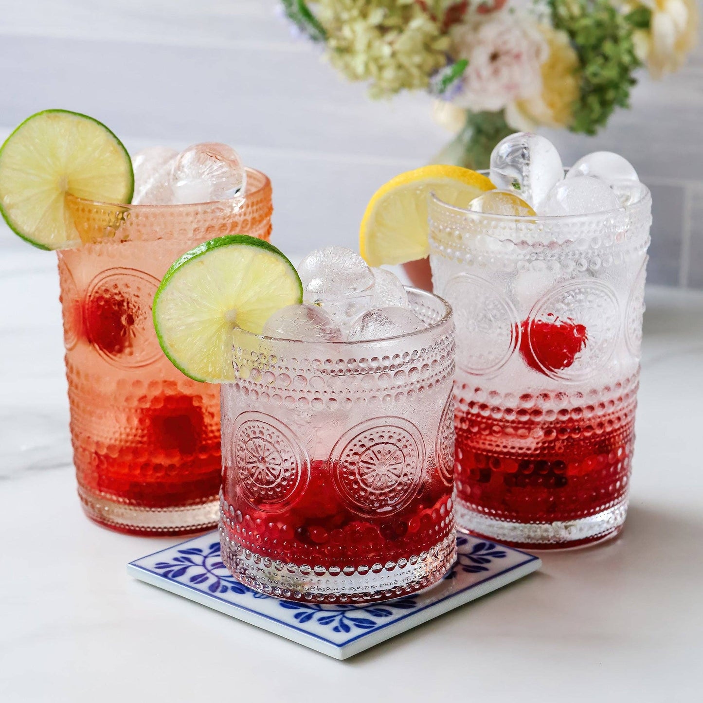 Beaded Floral Drinkware Set