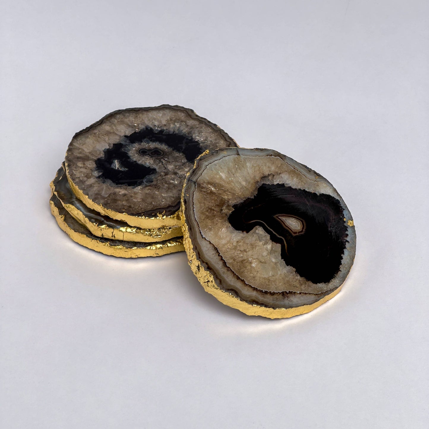 Black Natural Quarts Agate Coasters