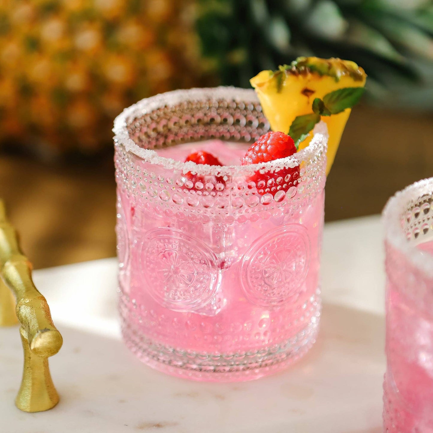 Beaded Floral Drinkware Set