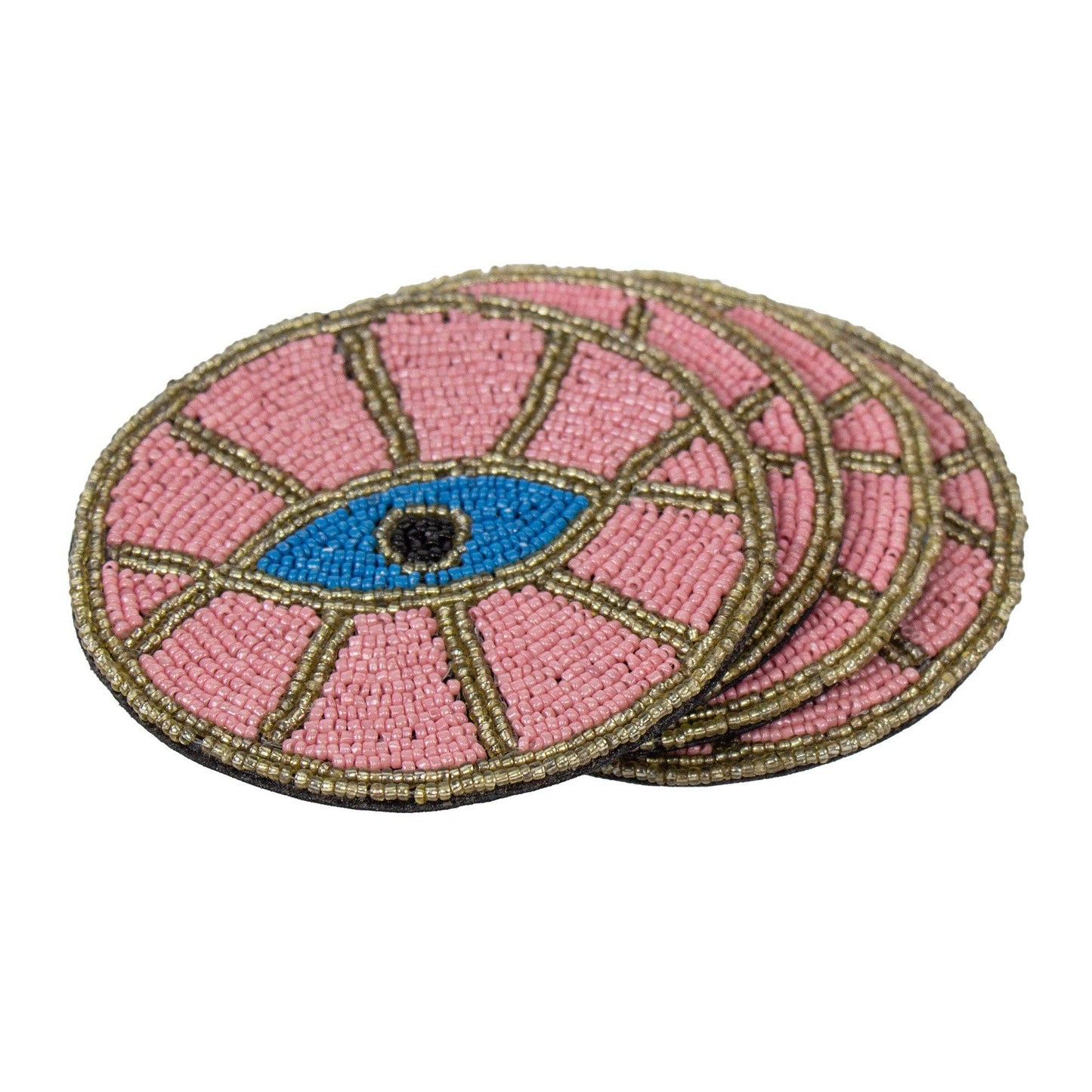 Coasters Pink Evil Eye Beaded, Set of 4
