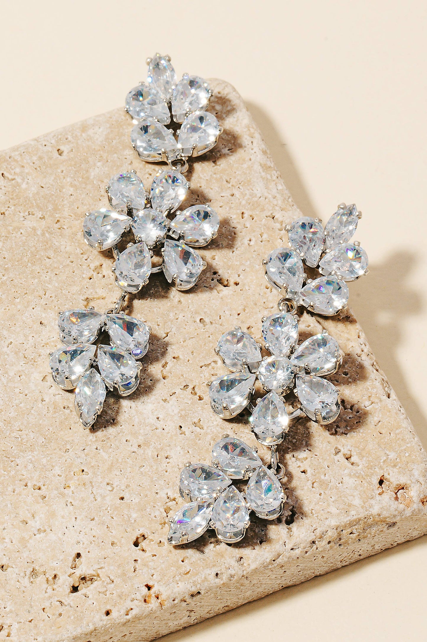 Triple Flower Dangle Earrings