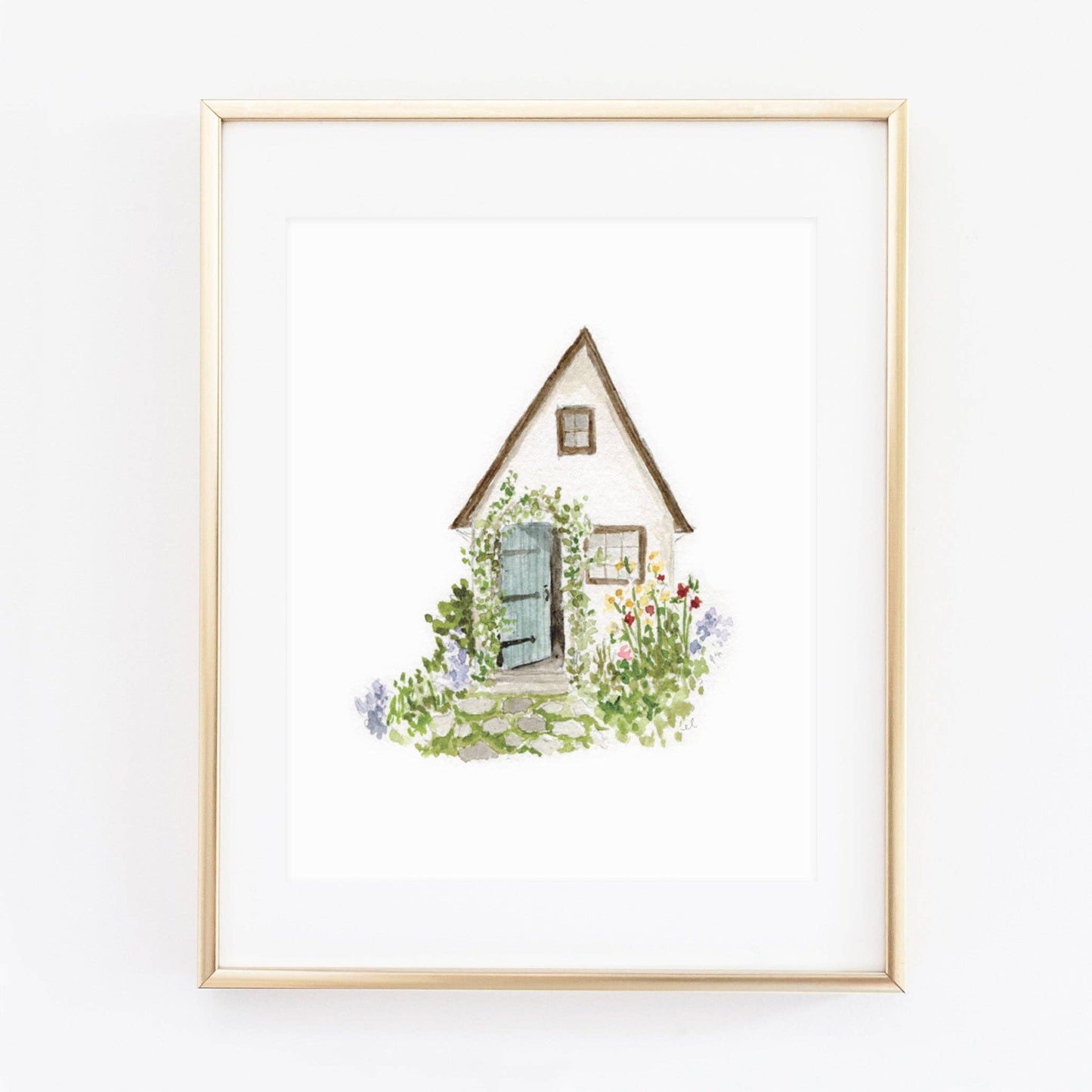 Garden Cottage Art Print Framed