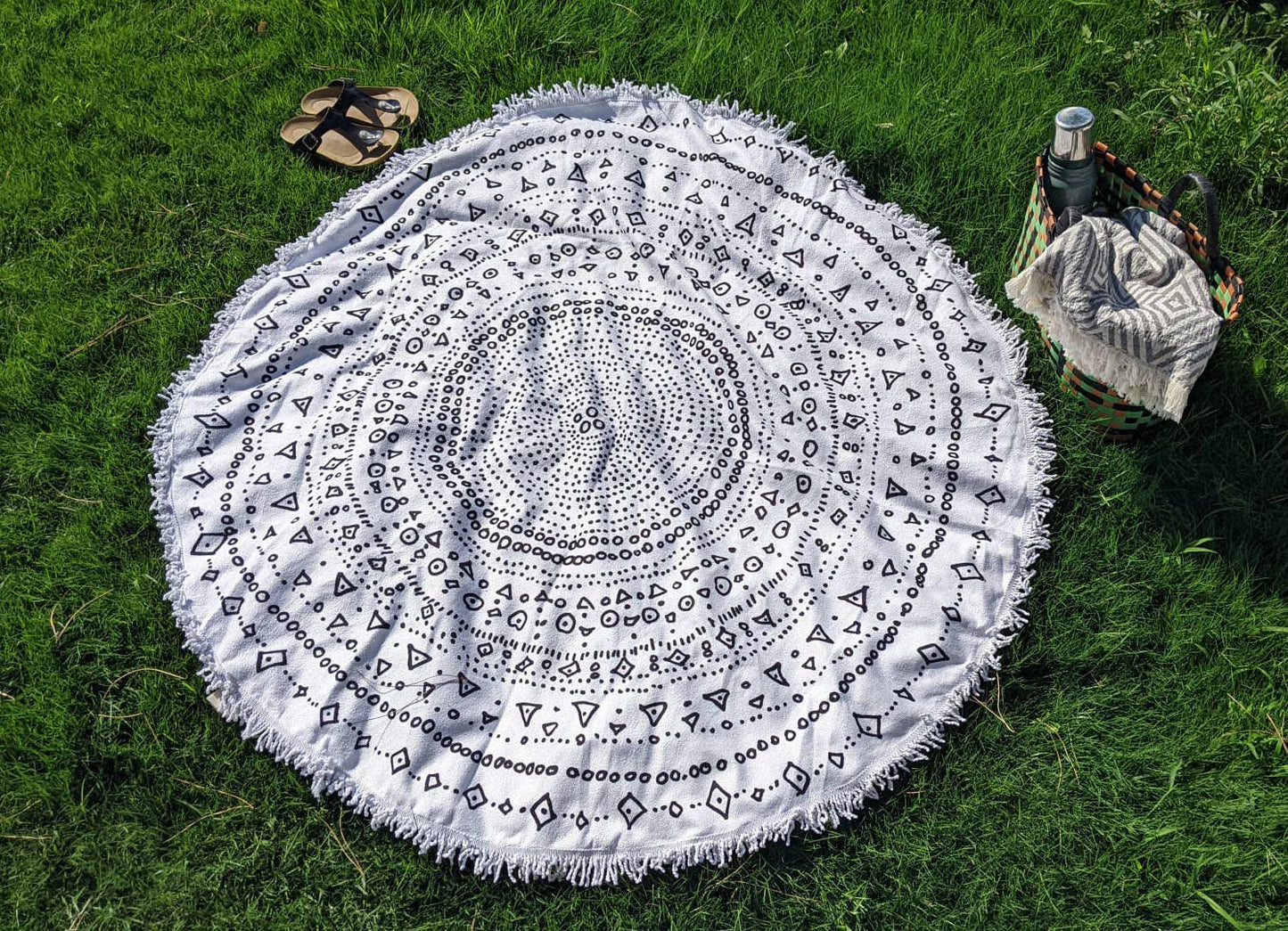 Beach Towel & Picnic Towel 100% Cotton Round