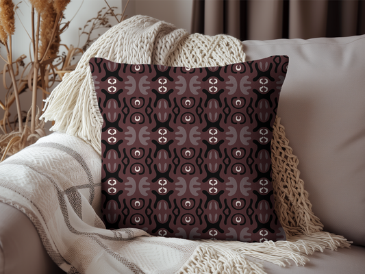 Purple Boho Abstract Pattern Woven Pillow