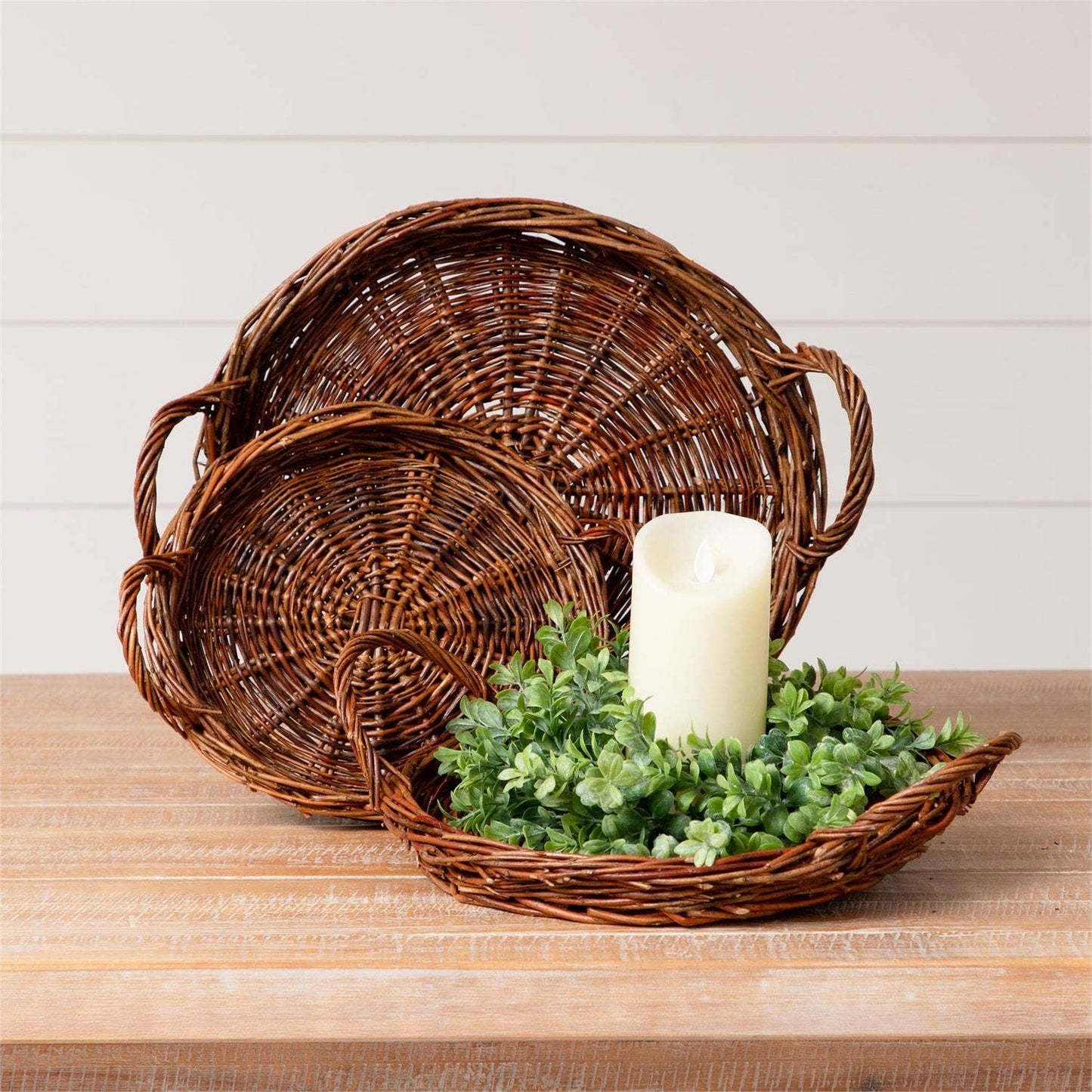 Round Willow Basket Trays