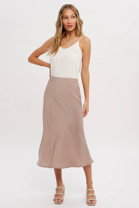 SATIN MIDI SKIRT