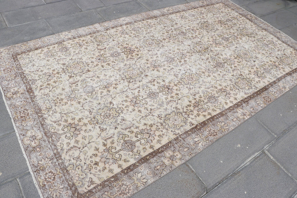 66" x 102" Vintage Turkish Anatolian Oushak Wool Rug
