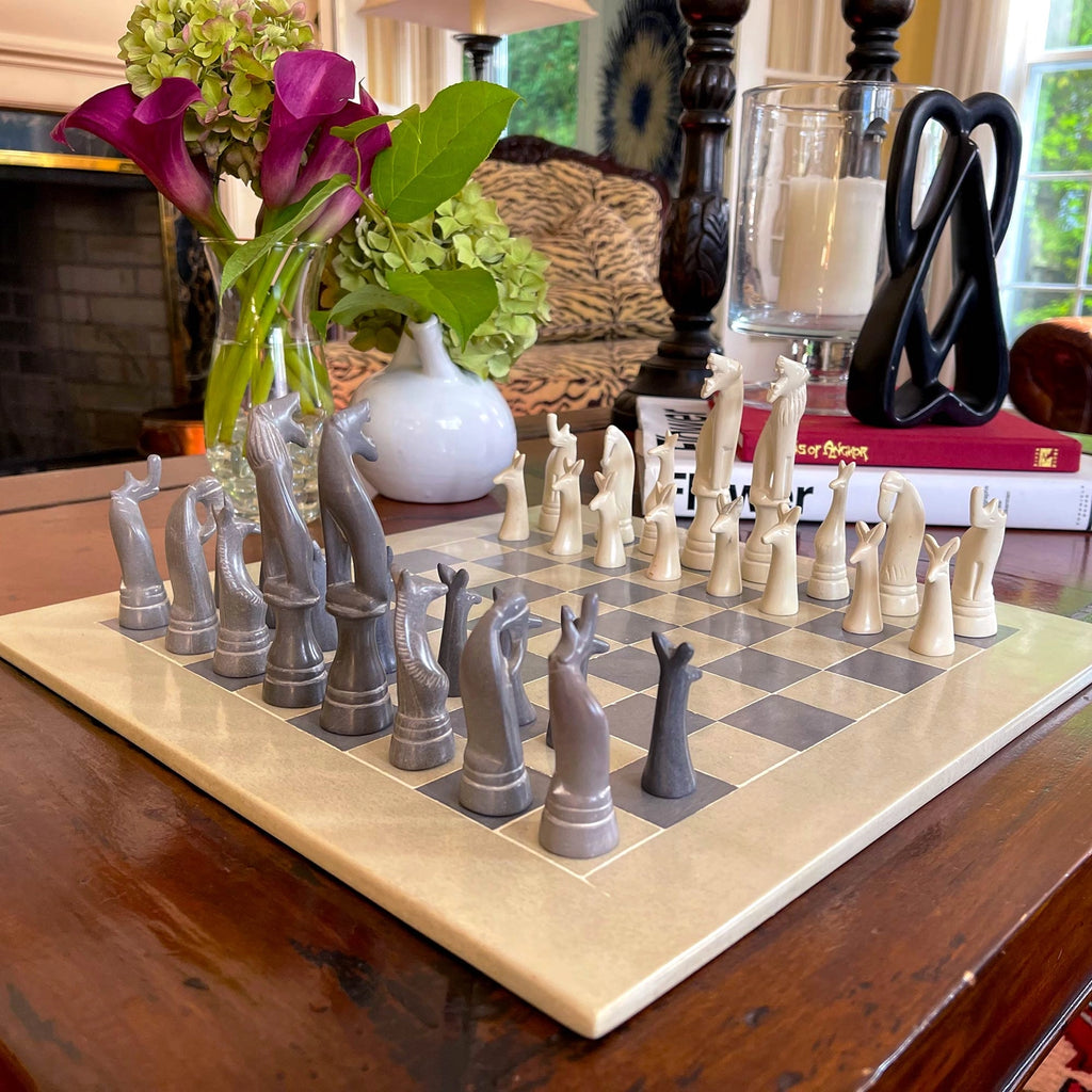Soapstone Hand-Carved Chess Set