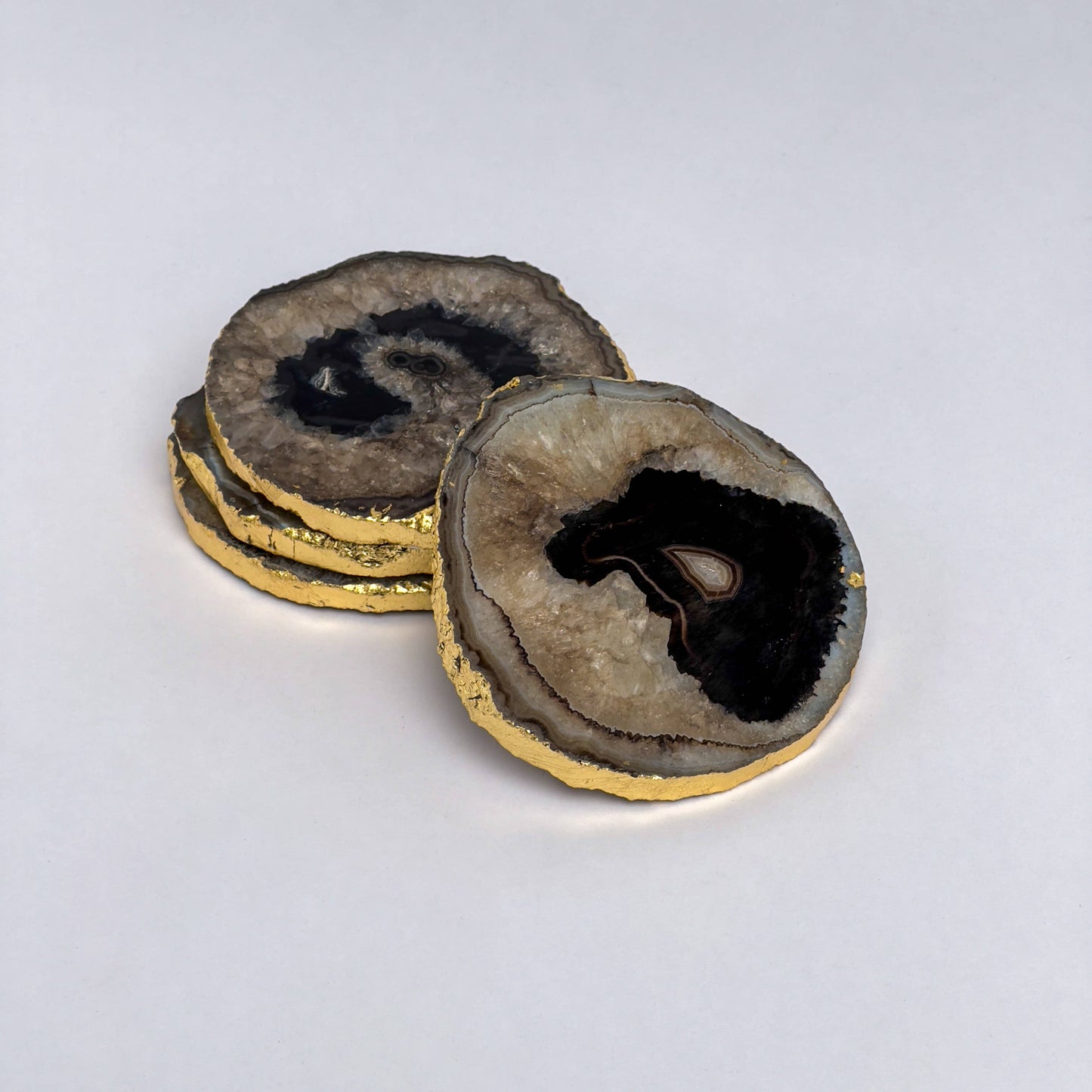 Black Natural Quarts Agate Coasters