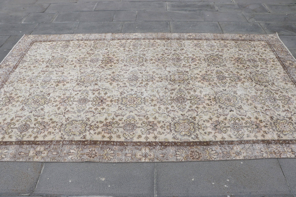 66" x 102" Vintage Turkish Anatolian Oushak Wool Rug