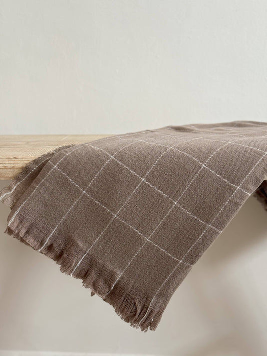 Brown Checkered Throw