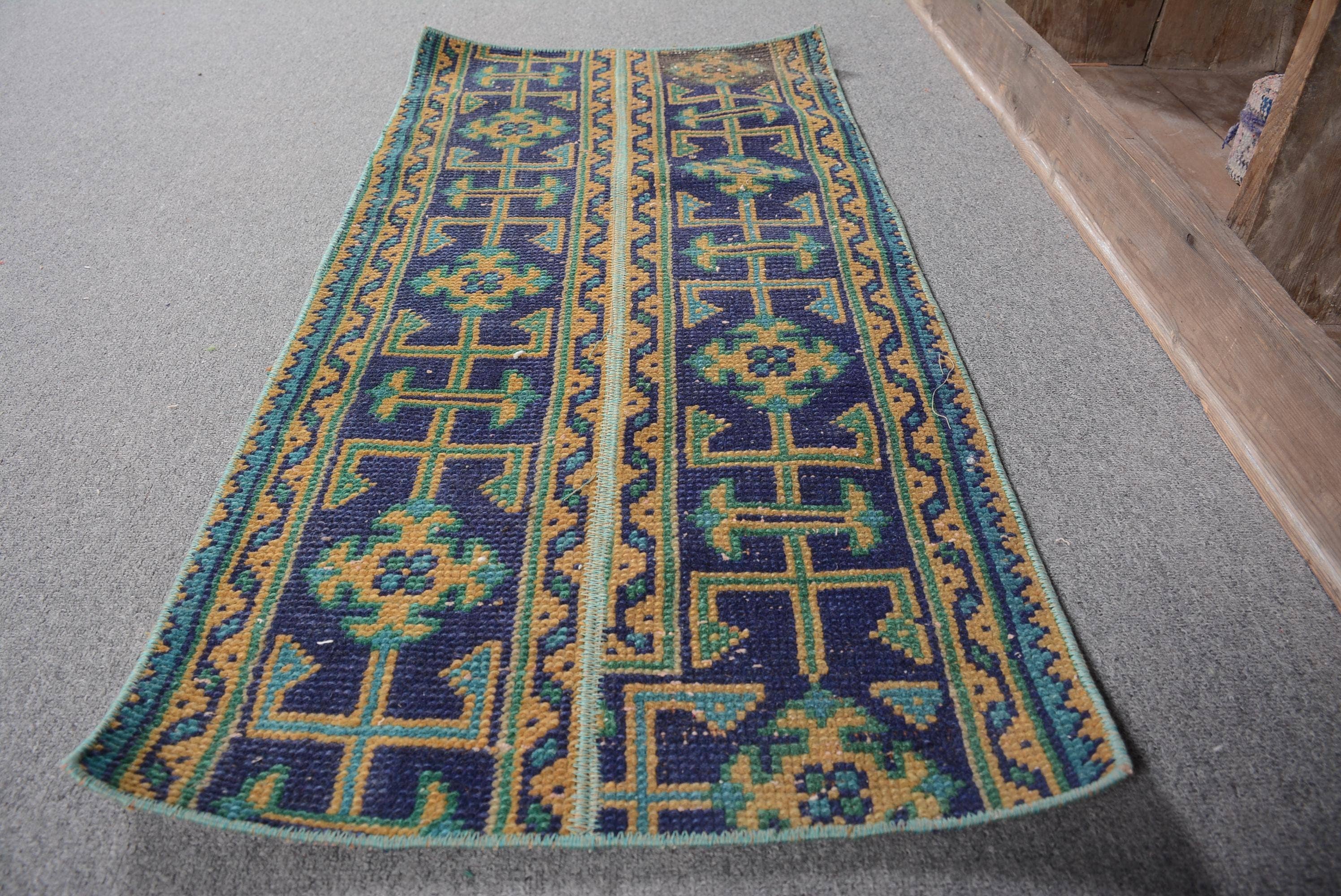 Blue Floral Rug 1.6x3.3 ft