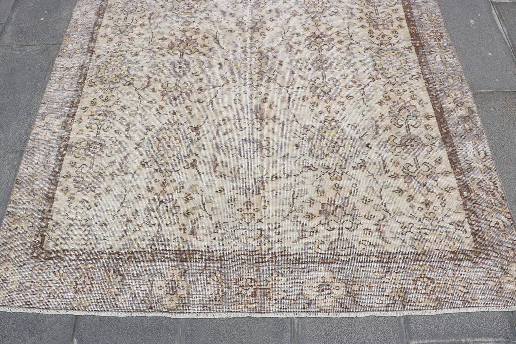 66" x 102" Vintage Turkish Anatolian Oushak Wool Rug