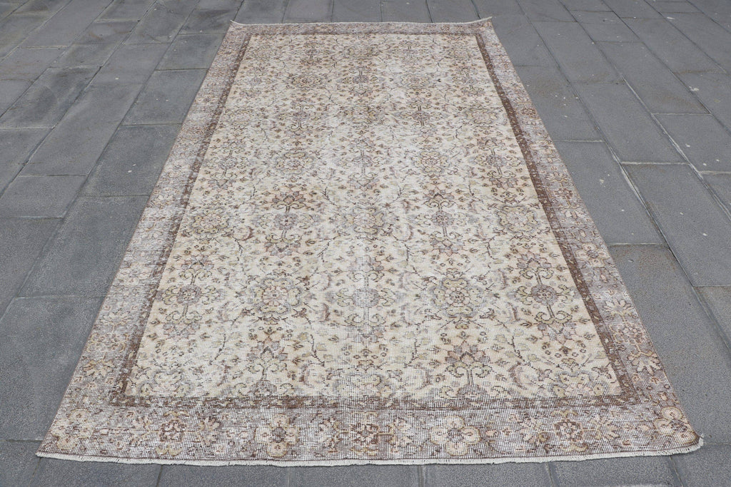 66" x 102" Vintage Turkish Anatolian Oushak Wool Rug