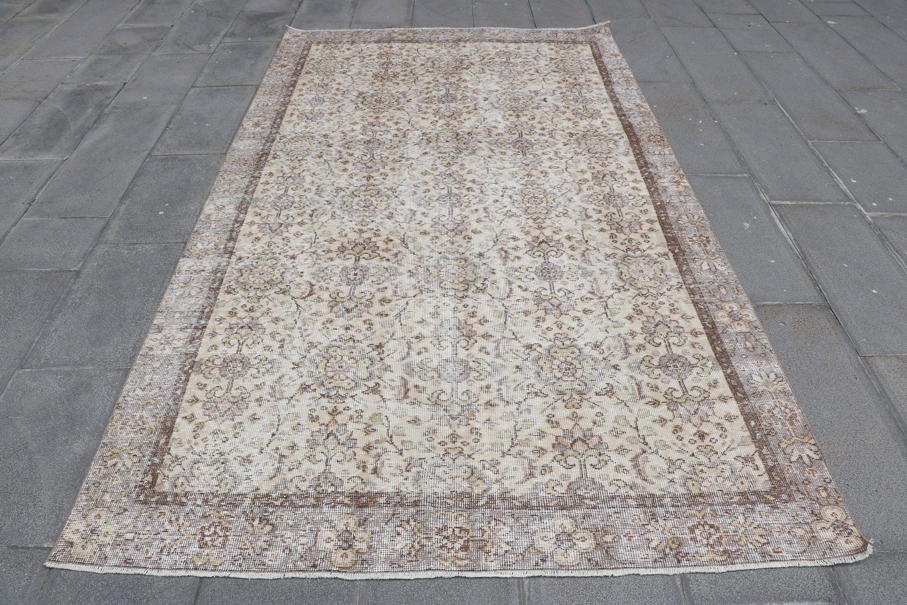 66" x 102" Vintage Turkish Anatolian Oushak Wool Rug