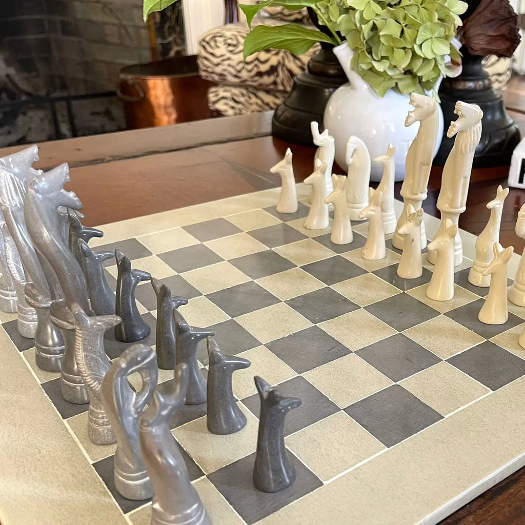 Soapstone Hand-Carved Chess Set