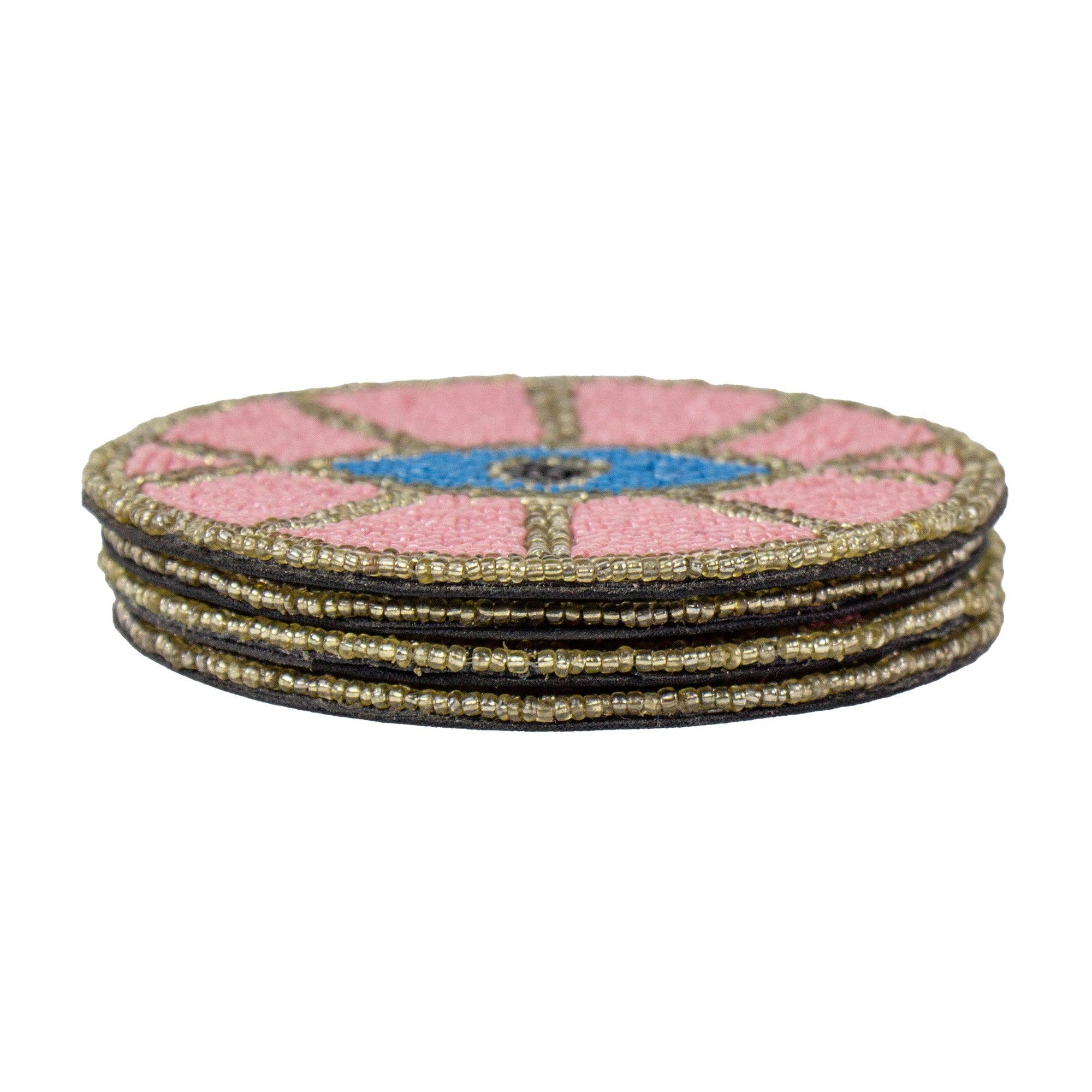 Coasters Pink Evil Eye Beaded, Set of 4