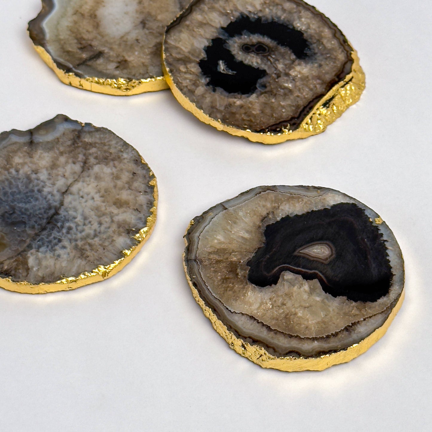 Black Natural Quarts Agate Coasters