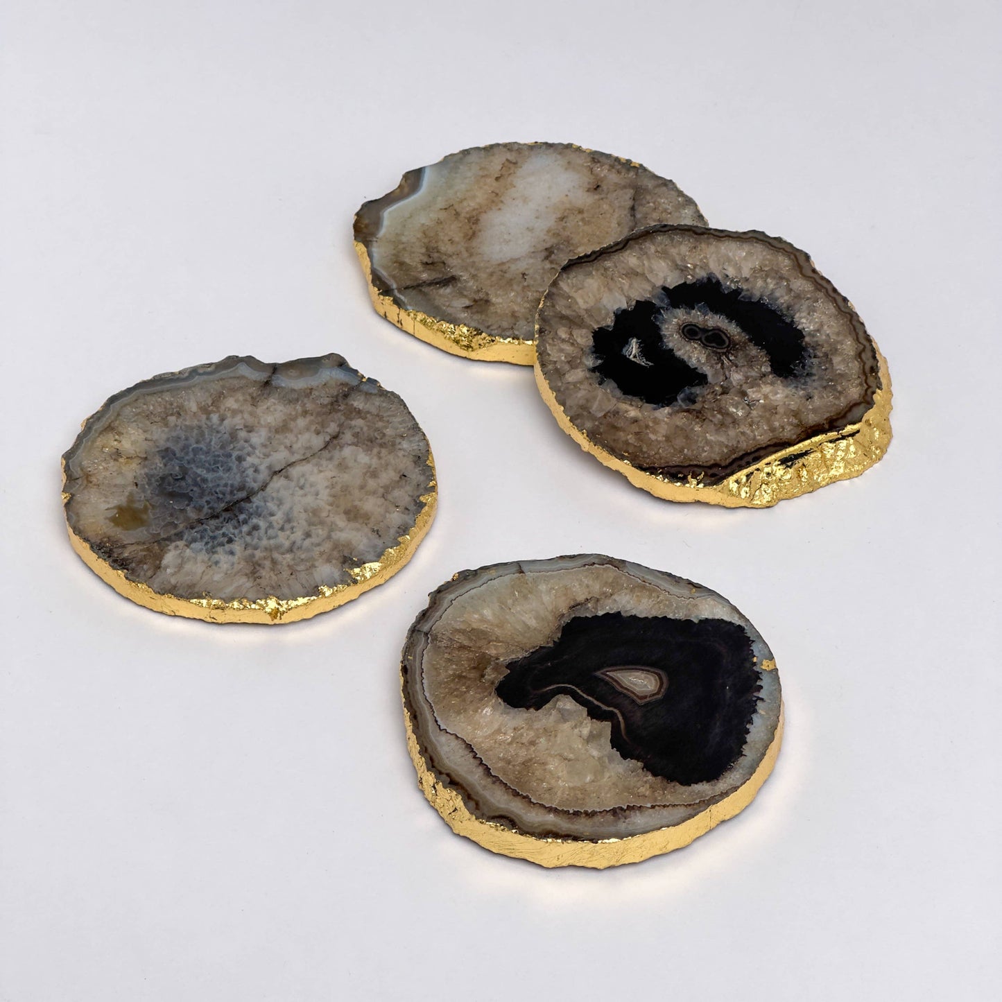 Black Natural Quarts Agate Coasters