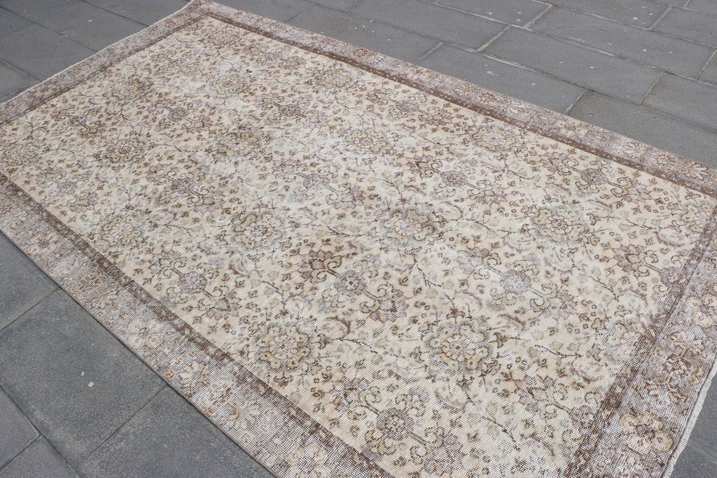 66" x 102" Vintage Turkish Anatolian Oushak Wool Rug