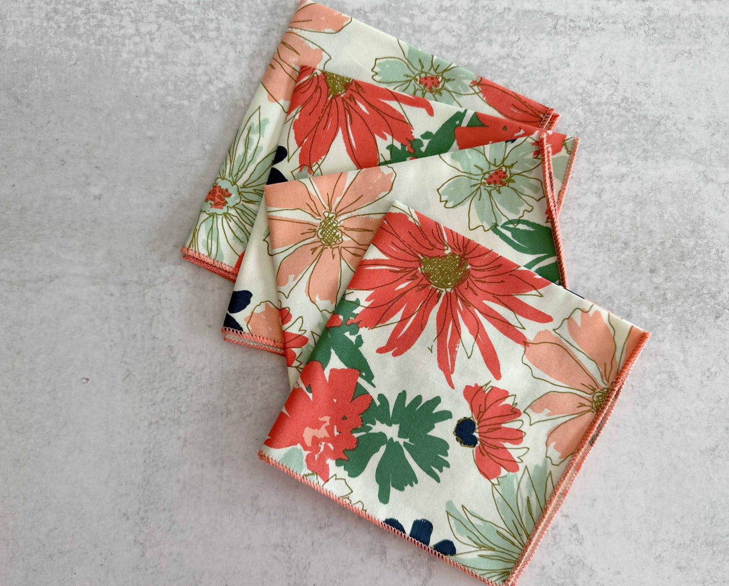 Papaya Floral Cloth Napkins