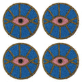 Coasters Blue Evil Eye Beaded, Set of 4