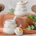 Bee Hive Ceramic Mini Honey Jar and Dipper