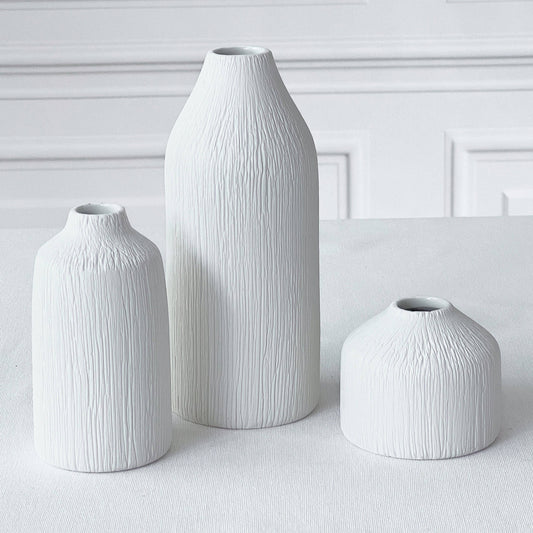 Vase Boho Ceramic Bud - White (Set of 3)