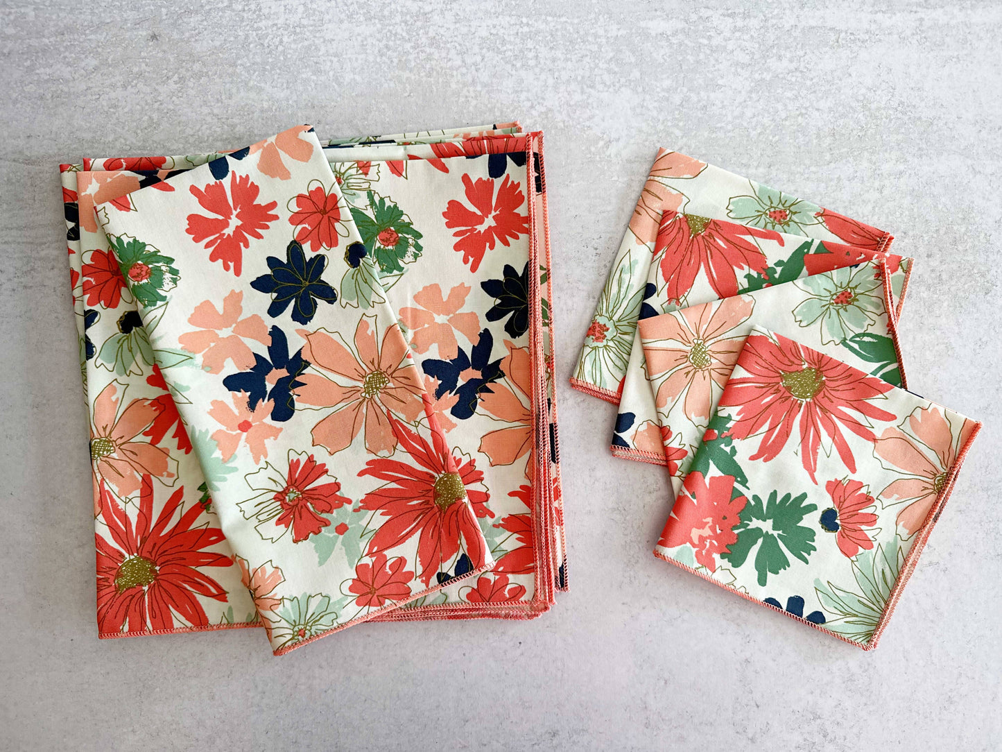 Papaya Floral Cloth Napkins