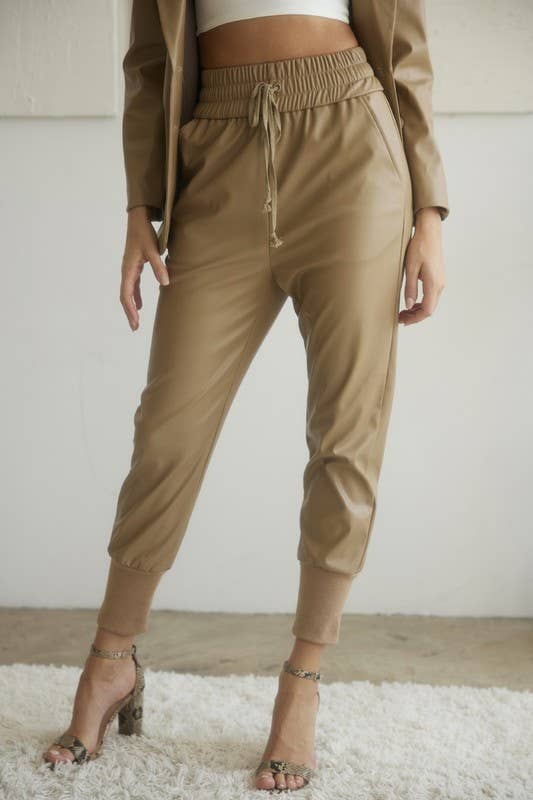 Liv Faux Leather Joggers